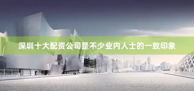深圳十大配资公司是不少业内人士的一致印象