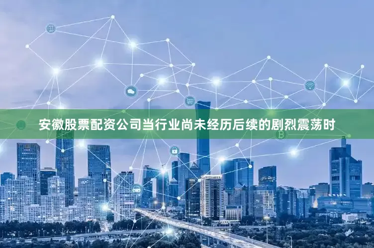 安徽股票配资公司当行业尚未经历后续的剧烈震荡时