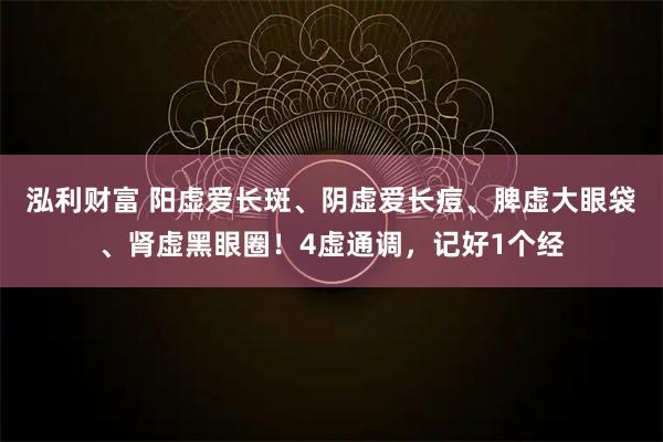 泓利财富 阳虚爱长斑、阴虚爱长痘、脾虚大眼袋、肾虚黑眼圈！4虚通调，记好1个经